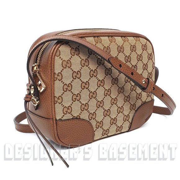 Gucci Handbags - GUCCI Original GG canvas Tabaco brown leather BREE Camera GG charm Crossbody Bag